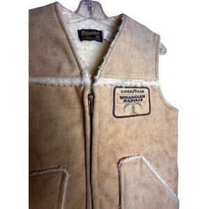 Vtg 70s Suede Swingster Faux World Of Wearables Sherpa Lined Vest Sz S Western